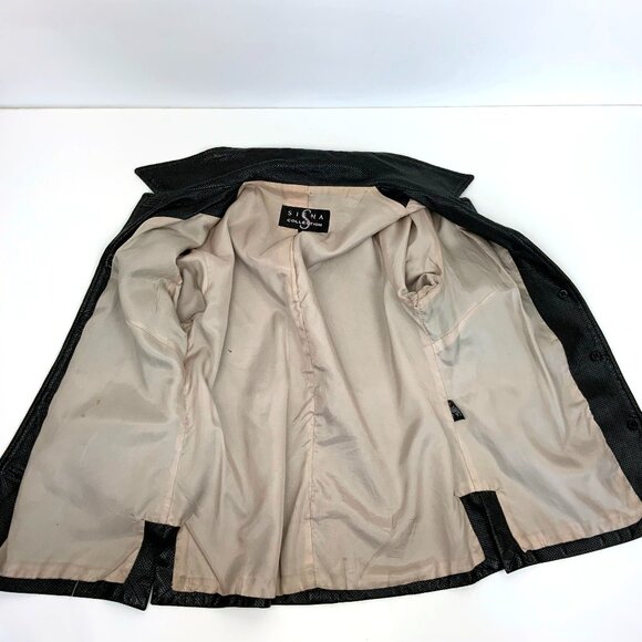 Vintage 90s Siena Collection Black Perforated Leather Jacket Sz M - Picture 14 of 16